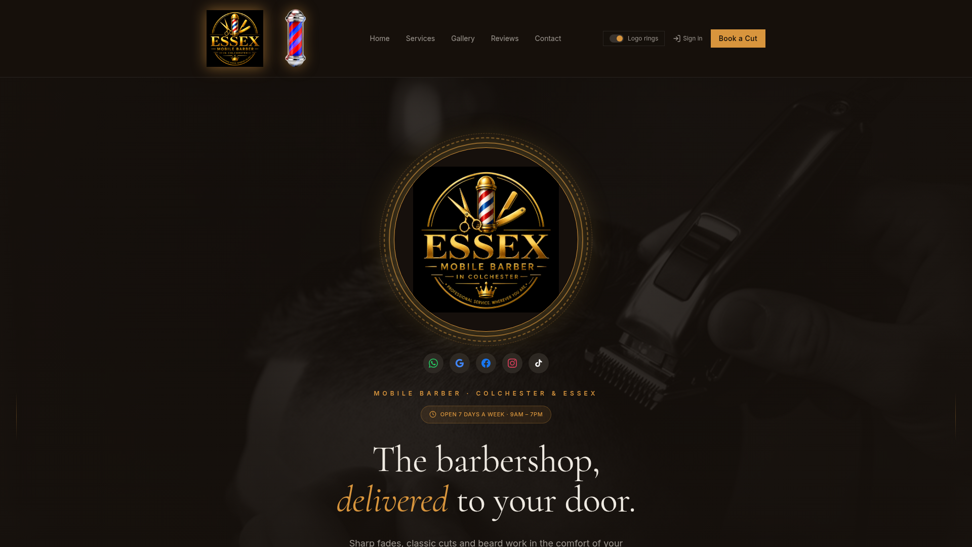 Essex Mobile Barber — bespoke website built by HMG