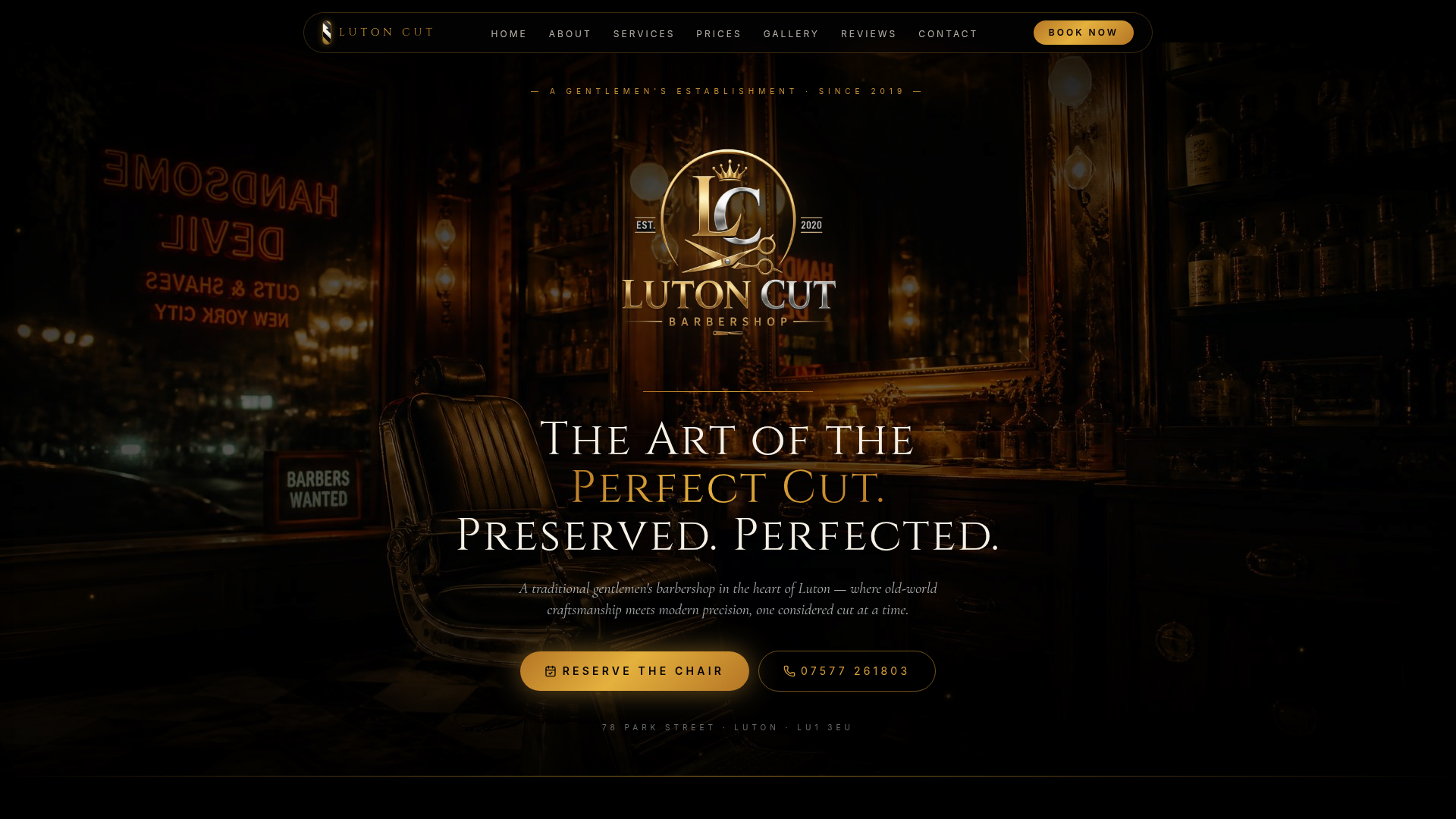 Luton Cut Barbershop — bespoke website built by HMG